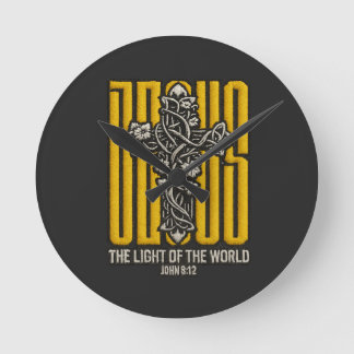 Relógio Redondo Jesus Cross bordado