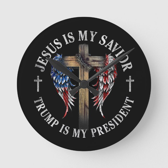 Relógio Redondo Jesus é meu salvador Trump é meu presidente 2024 E (Frente)