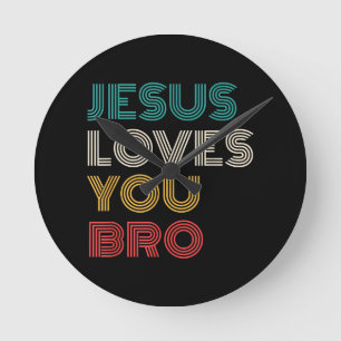 Relógio Redondo Jesus Te Ama, Irmão, Fé Cristã Engraçado, RetroJe