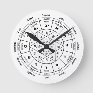 Relógio Redondo Jewish Calendar wall clock 12 Tribes of Israel