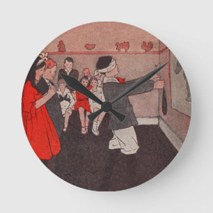 Relógio Redondo Jogos de partido do vintage - Pin a cauda no asno