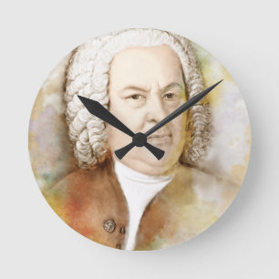 Relógio Redondo Johann Sebastian Bach Portrait em beige