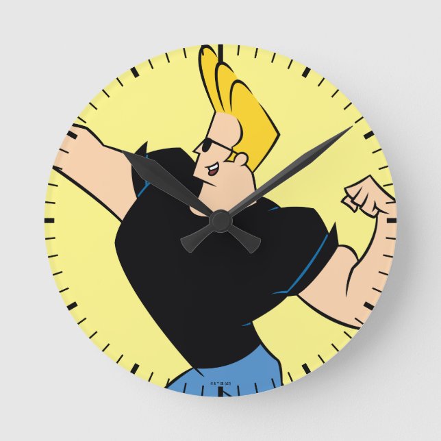 Relógio Redondo Johnny Bravo Flexing (Frente)