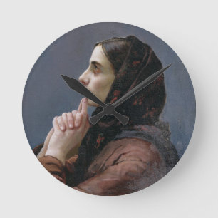 Relógio Redondo Jovem mulher na oração, 1879 (óleo em canvas)