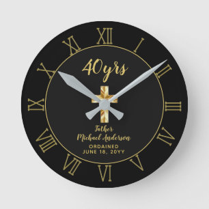 Relógio Redondo Jubileu do Ouro do Padre de Aniversário da 40ª Por
