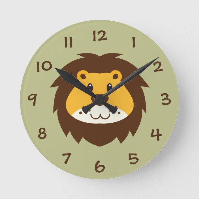 Relógio Redondo Jungle Safari Lion Kids Nursery Wall Clock (Frente)