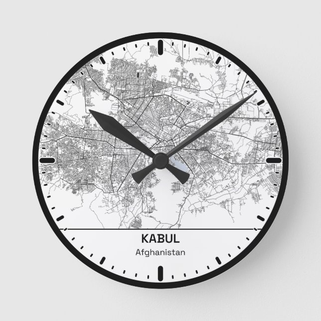 Relógio Redondo Kabul Clock City Line Art (Frente)
