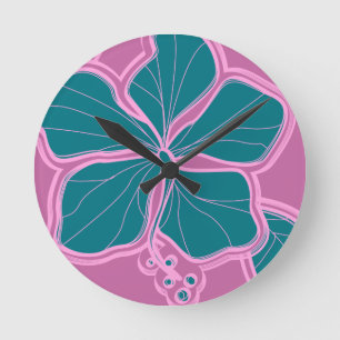 Relógio Redondo Kailua Hibiscus Hawaiian Wall Clocks
