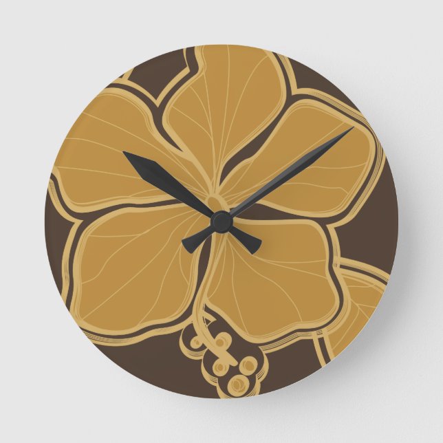 Relógio Redondo Kailua Hibiscus Hawaiian Wall Clocks (Frente)