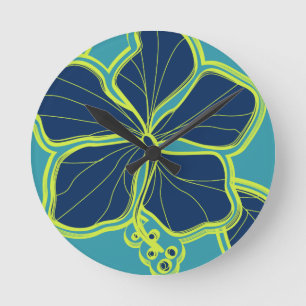 Relógio Redondo Kailua Hibiscus Hawaiian Wall Clocks