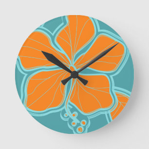 Relógio Redondo Kailua Hibiscus Hawaiian Wall Clocks