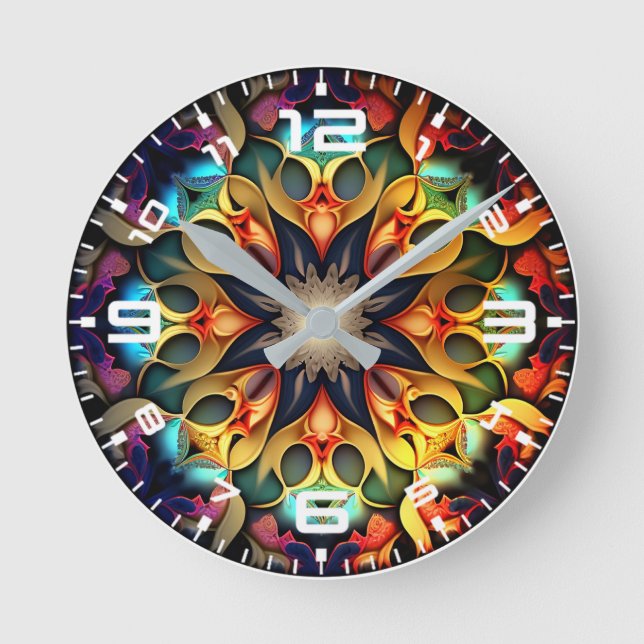 Relógio Redondo Kaleidoscope Mandala Flower Design- 23091 (Frente)
