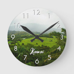 Relógio Redondo Kauai, cena paisagística do Havaí