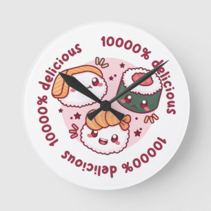 Relógio Redondo kawaii sushi com citações engraçadas para amante n