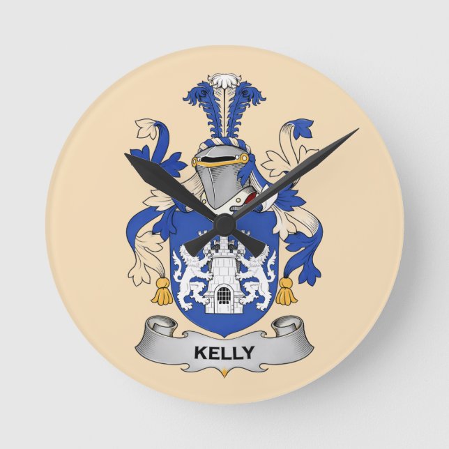 Relógio Redondo Kelly Coat of Arms Clock (Frente)