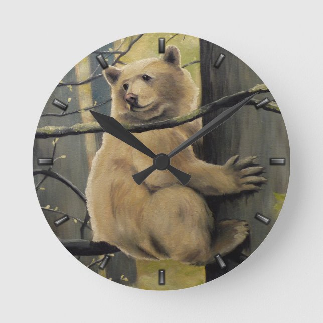 Relógio Redondo Kermode Bear Clock Bear Art Wall Clocks Bear Decar (Frente)