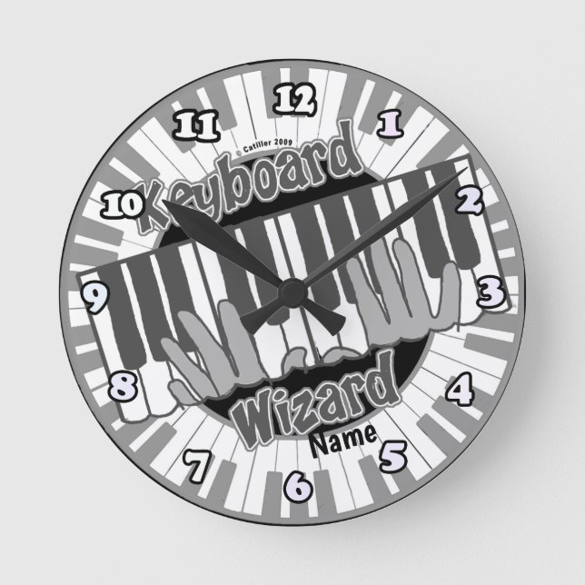 Relógio Redondo Keyboard Wizard  clock (Frente)