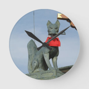 Relógio Redondo Kitsune キ ツ ネ (Fox) com Key in Mouth