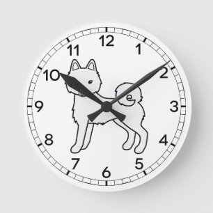 Relógio Redondo Klee Kai Cute Cartoon Cog Branco