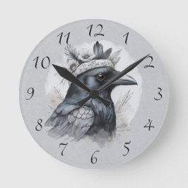 Relógio Redondo Krähe Crow Rabe Vogel Portrait mit Ziffern