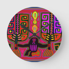 Relógio Redondo Kuna de San Blas homem com leques