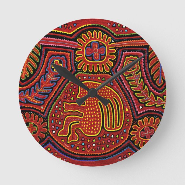 Relógio Redondo Kuna Indian Girl em uma bicicleta (Frente)