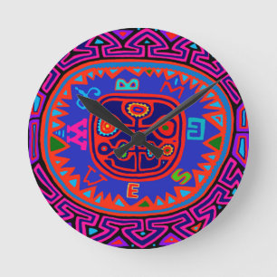 Relógio Redondo Kuna Indian Mola Compass