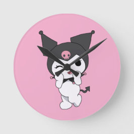 Relógio Redondo Kuromi Wall Clock – Cute Sanrio-Inspired Room Deco