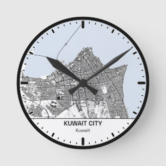 Relógio Redondo Kuwait Clock City Line Art