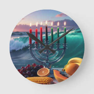 RELÓGIO REDONDO KWANZAA - 7 NOITES - KINARA