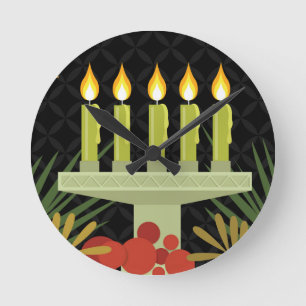 Relógio Redondo kwanzaa preto