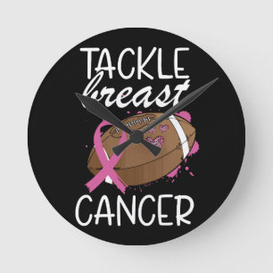 Relógio Redondo Laço de Conscientização do Câncer de Mama Tackle C
