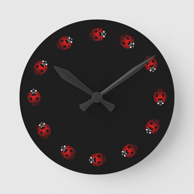 Relógio Redondo Ladybug Clock Cute Ladybug Ladybird Inseto Wall Cl (Frente)