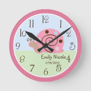 Relógio Redondo Ladybug personalizado Lullaby/Snail Nursery Clock