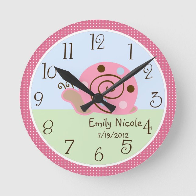 Relógio Redondo Ladybug personalizado Lullaby/Snail Nursery Clock (Frente)