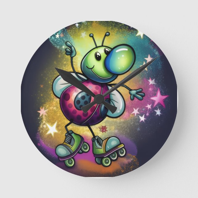 Relógio Redondo Ladybug Roller Disco Wall Clock (Frente)
