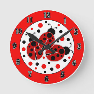 Relógio Redondo Ladybugs Bolinhas Wall Clock