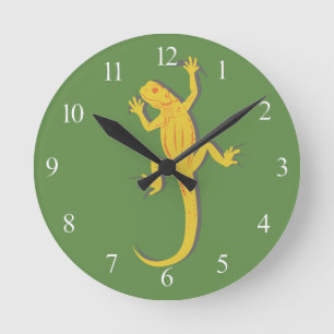 Relógio Redondo Lagarto Amarelo