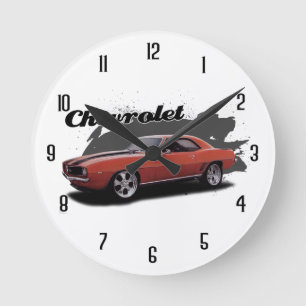 Relógio Redondo Laranja 69 Camaro