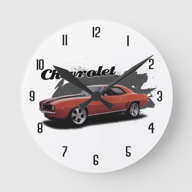 Relógio Redondo Laranja 69 Camaro (Frente)