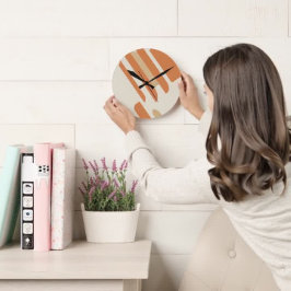 Relógio Redondo Laranja Escandinavo e Geometria de Creme