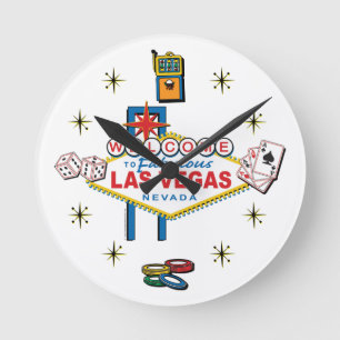 Relógio Redondo Las Vegas que joga Icom