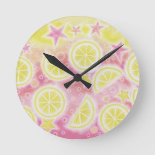 Relógio Redondo Lava cor-de-rosa com limonada