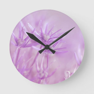 Relógio Redondo Lavanda Flores Roxo