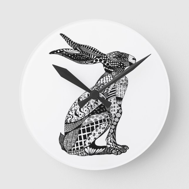 Relógio Redondo Lebre de assento (Frente)