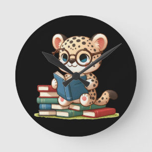 Relógio Redondo Leitura de Leopardo Bonito