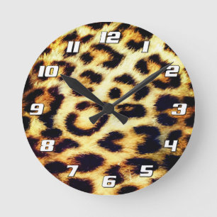 Relógio Redondo Leopard Cheetah Impressão com Números
