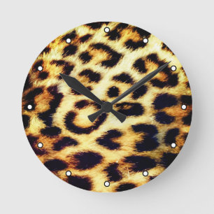 Relógio Redondo Leopard Cheetah Impressão com Peles com Pontos
