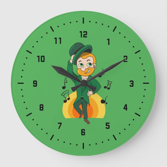 Relógio Redondo Leprechaun dançante, Rua. (Frente)