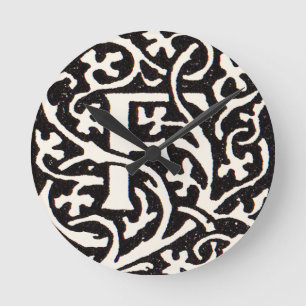 Relógio Redondo Letra de Nouveau da arte do monograma F do vintage